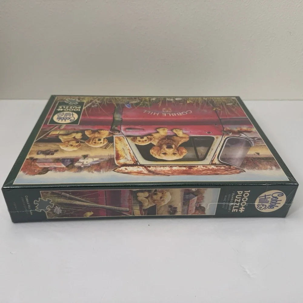 NIB Sealed Cobble Hill Jigsaw Puzzle Vintage‎ Truck Golden Retriever Dogs Puppy